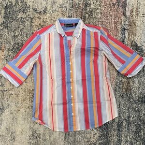 New York & Company Multicolor Striped Blouse